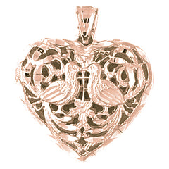 10K, 14K or 18K Gold 3D Filigree Heart Pendant