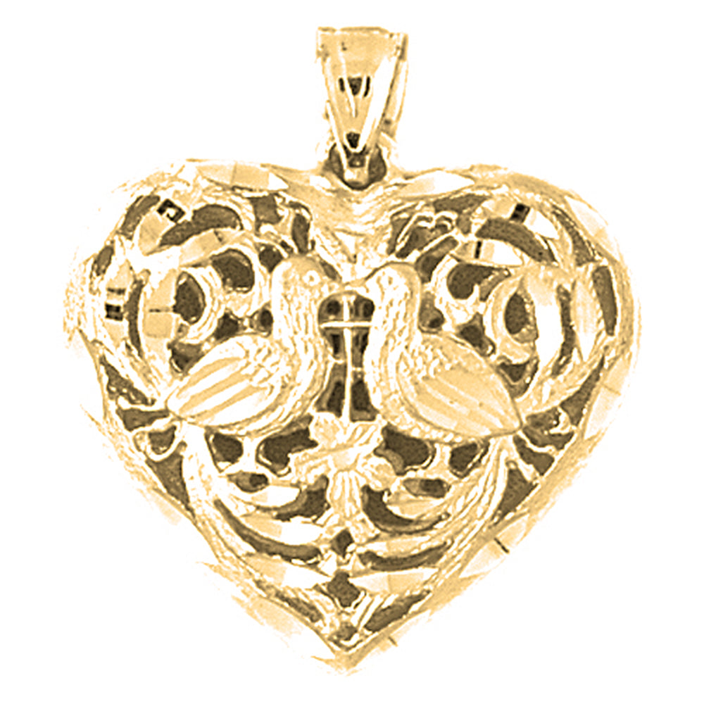 10K, 14K or 18K Gold 3D Filigree Heart Pendant