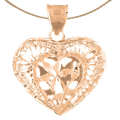 Filigraner 3D-Herzanhänger aus 10 Karat, 14 Karat oder 18 Karat Gold