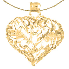 10K, 14K or 18K Gold 3D Filigree Heart Pendant