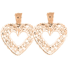 14K or 18K Gold 20mm Heart Earrings