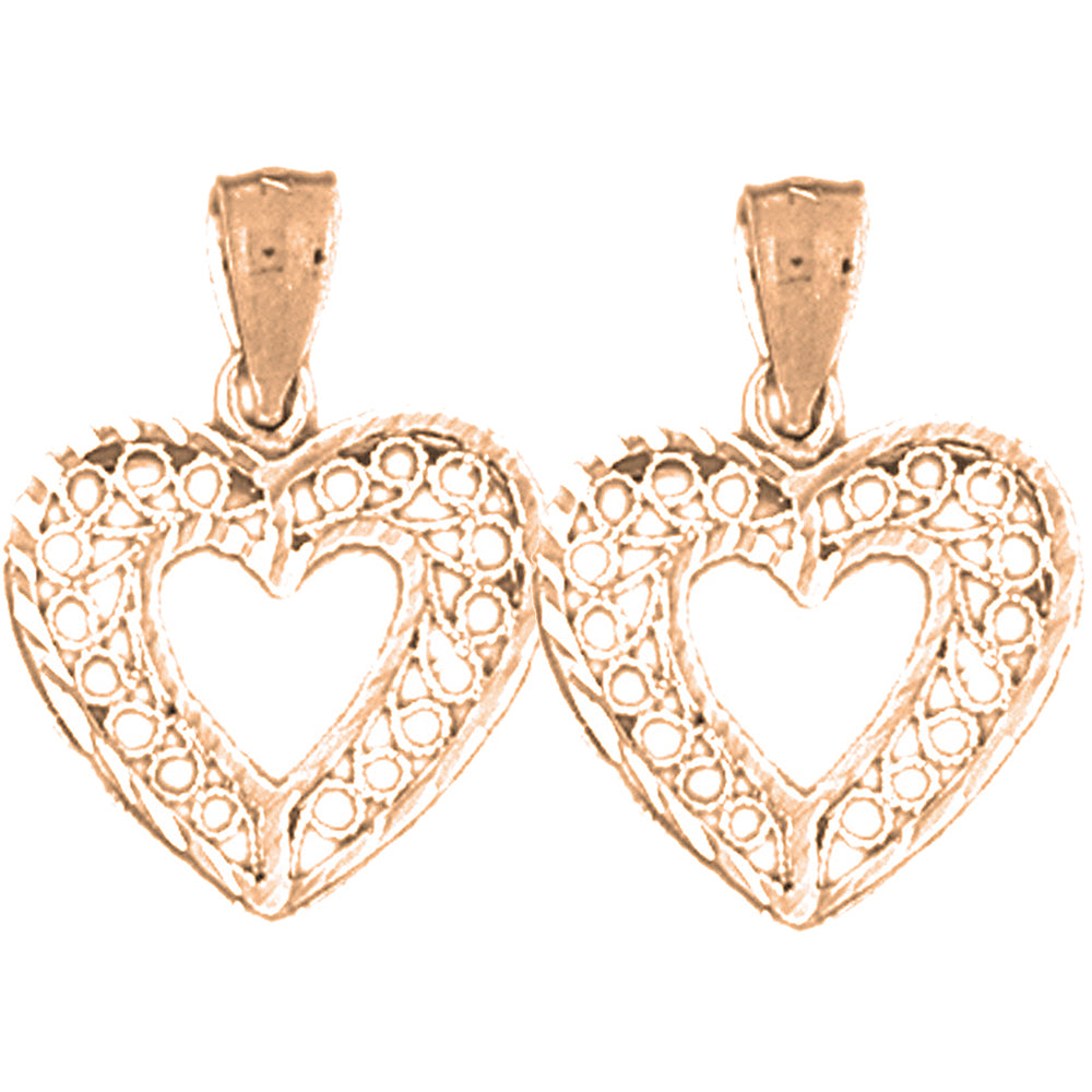14K or 18K Gold 22mm Heart Earrings