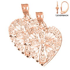 14K or 18K Gold Heart With Cross Earrings