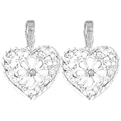 14K or 18K Gold 16mm Heart Earrings