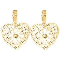 14K or 18K Gold 16mm Heart Earrings