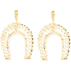 Yellow Gold-plated Silver 25mm Horseshoe Earrings