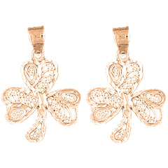 14K or 18K Gold 26mm Clover Earrings