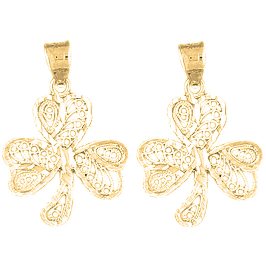 14K or 18K Gold 26mm Clover Earrings