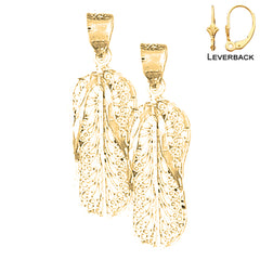 Sterling Silver 33mm Flip Flop Earrings (White or Yellow Gold Plated)