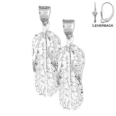 Sterling Silver 33mm Flip Flop Earrings (White or Yellow Gold Plated)