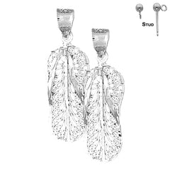 Sterling Silver 33mm Flip Flop Earrings (White or Yellow Gold Plated)