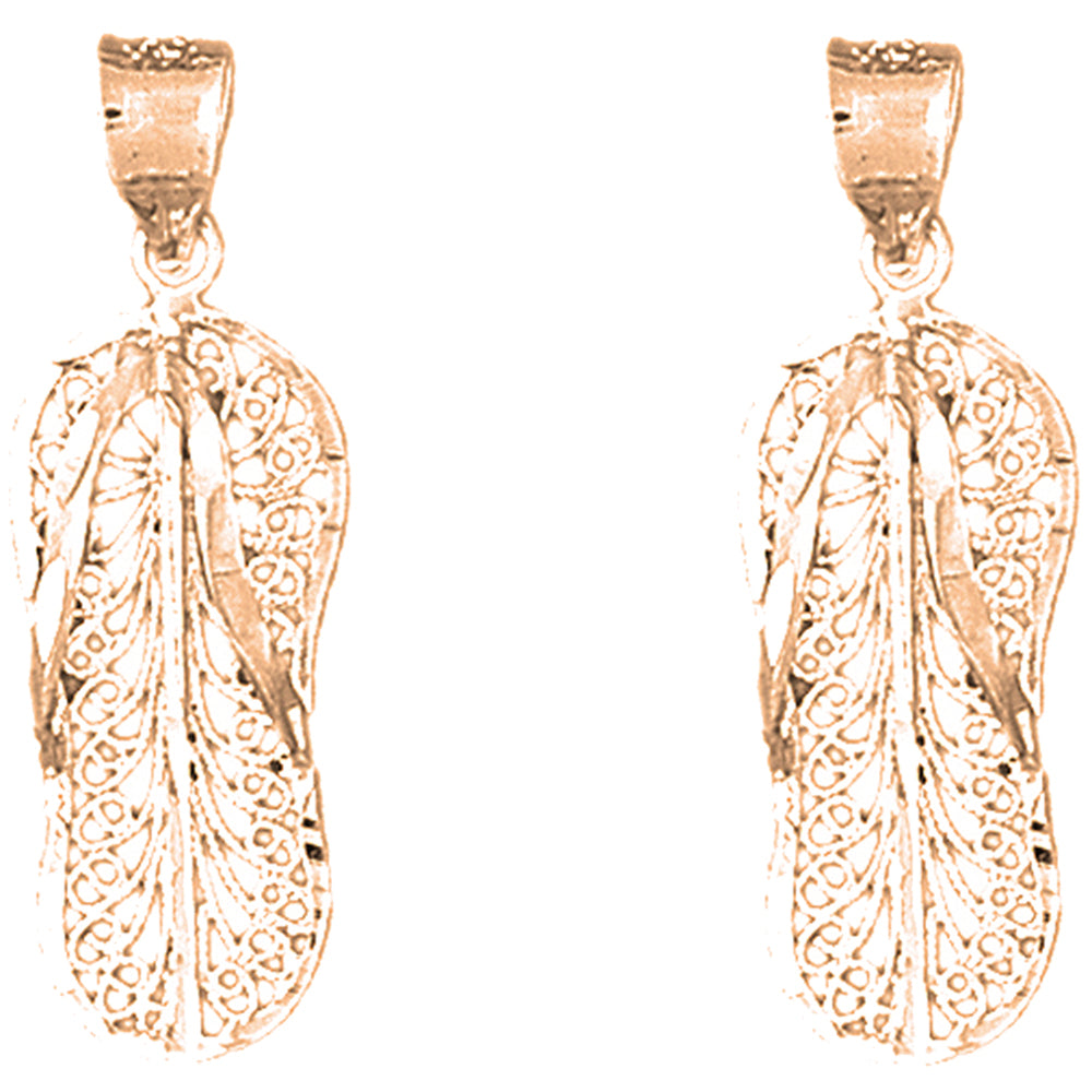 14K or 18K Gold 33mm Flip Flop Earrings