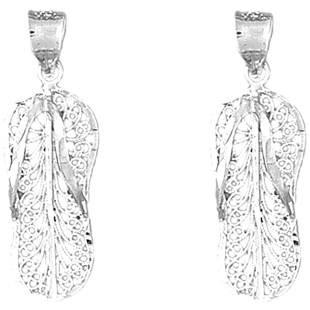 Sterling Silver 33mm Flip Flop Earrings
