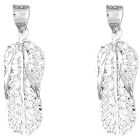 Sterling Silver 33mm Flip Flop Earrings