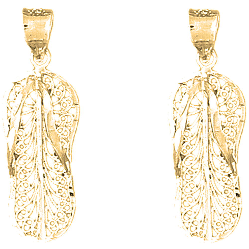 14K or 18K Gold 33mm Flip Flop Earrings