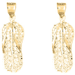 Yellow Gold-plated Silver 33mm Flip Flop Earrings