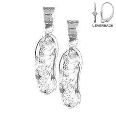 Sterling Silver 24mm Flip Flop Earrings (White or Yellow Gold Plated)