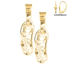 Sterling Silver 24mm Flip Flop Earrings (White or Yellow Gold Plated)