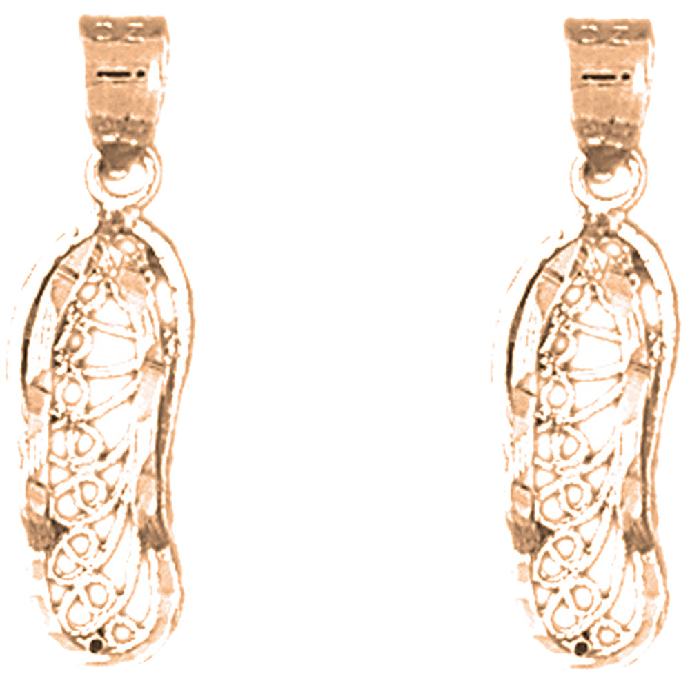 14K or 18K Gold 24mm Flip Flop Earrings