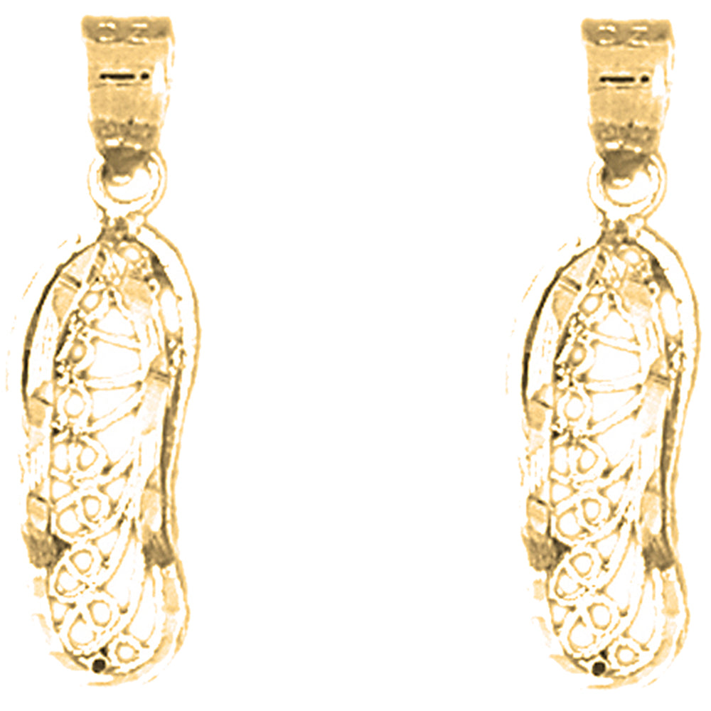 14K or 18K Gold 24mm Flip Flop Earrings