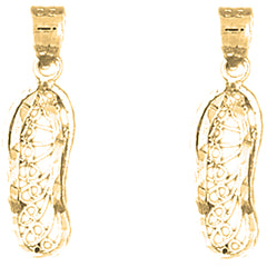 Yellow Gold-plated Silver 24mm Flip Flop Earrings