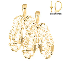 Sterling Silver 20mm Flip Flop Earrings (White or Yellow Gold Plated)