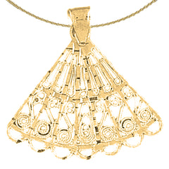 10K, 14K or 18K Gold Hand Fan Pendant