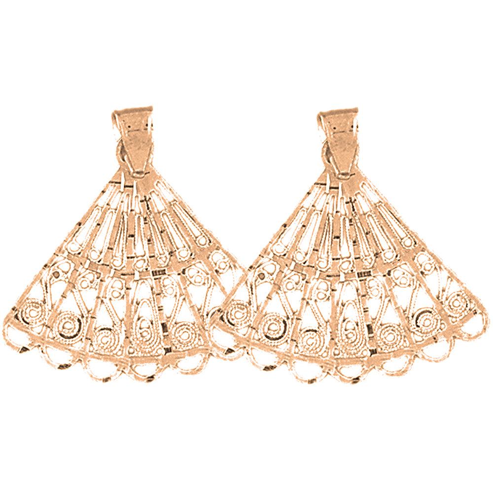 14K or 18K Gold 29mm Hand Fan Earrings