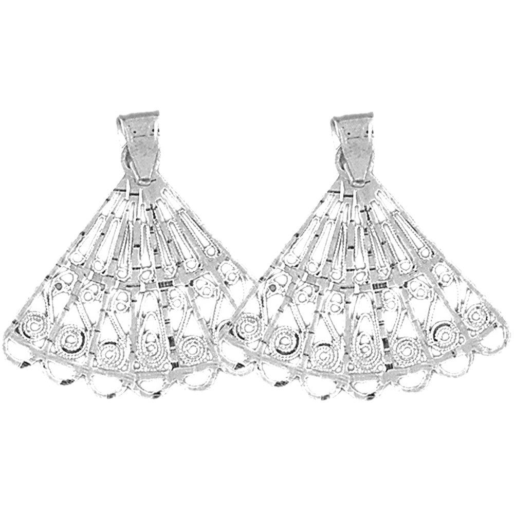 Sterling Silver 29mm Hand Fan Earrings