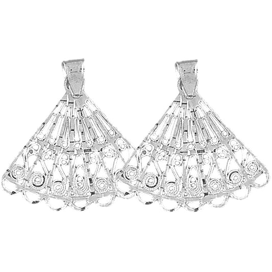 Sterling Silver 29mm Hand Fan Earrings