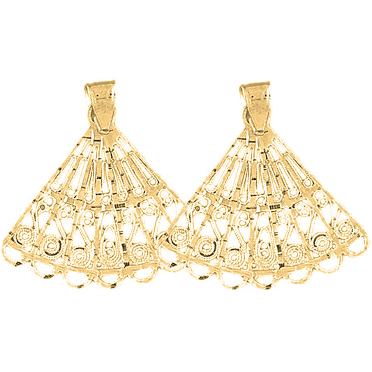 14K or 18K Gold 29mm Hand Fan Earrings