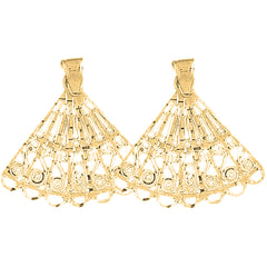 Yellow Gold-plated Silver 29mm Hand Fan Earrings