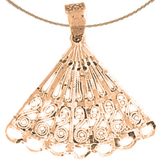 10K, 14K or 18K Gold Hand Fan Pendant