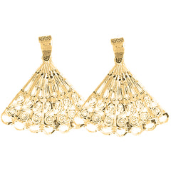 Yellow Gold-plated Silver 26mm Hand Fan Earrings