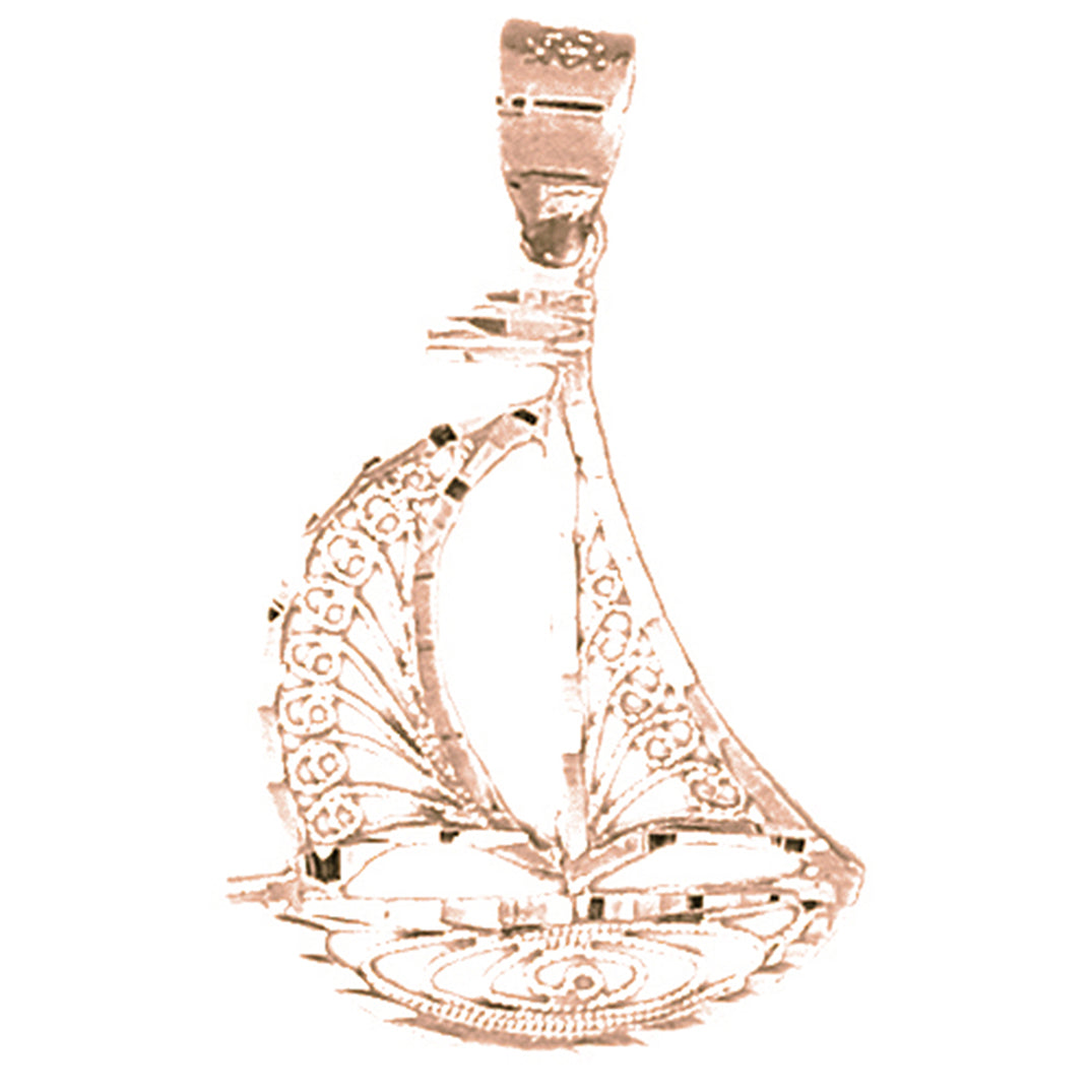 14K or 18K Gold Sail Boat Pendant