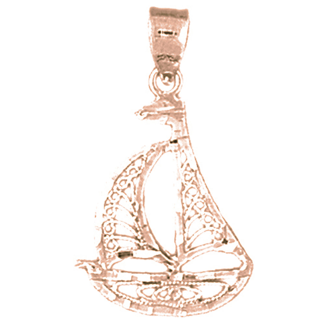 14K or 18K Gold Sail Boat Pendant