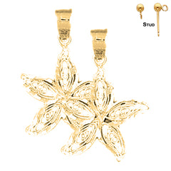 Sterling Silver 26mm Starfish Earrings (White or Yellow Gold Plated)