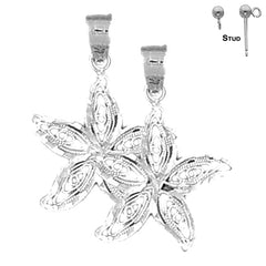 Sterling Silver 26mm Starfish Earrings (White or Yellow Gold Plated)