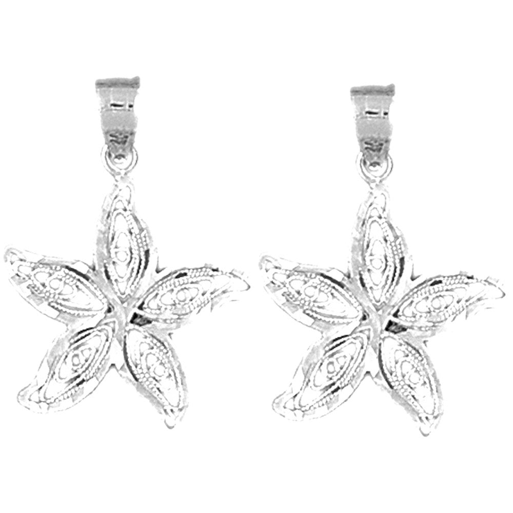 Sterling Silver 26mm Starfish Earrings