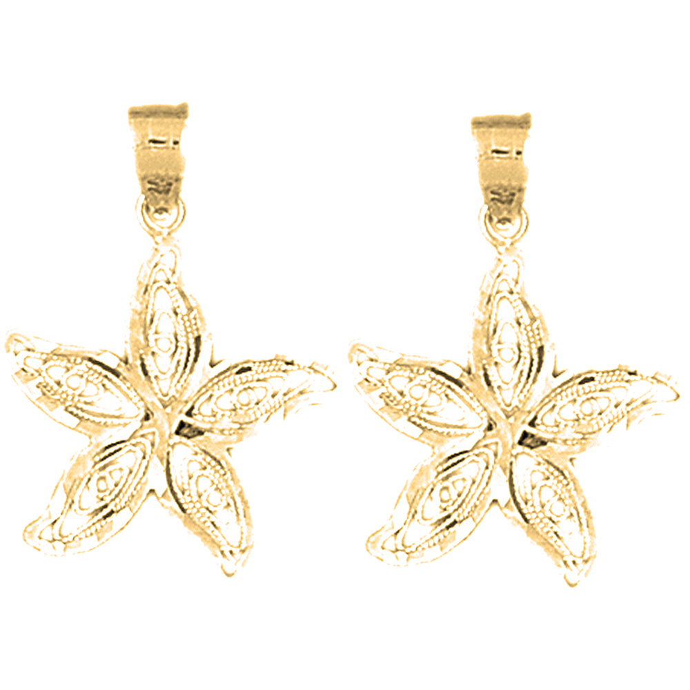 Yellow Gold-plated Silver 26mm Starfish Earrings