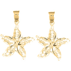 Yellow Gold-plated Silver 26mm Starfish Earrings