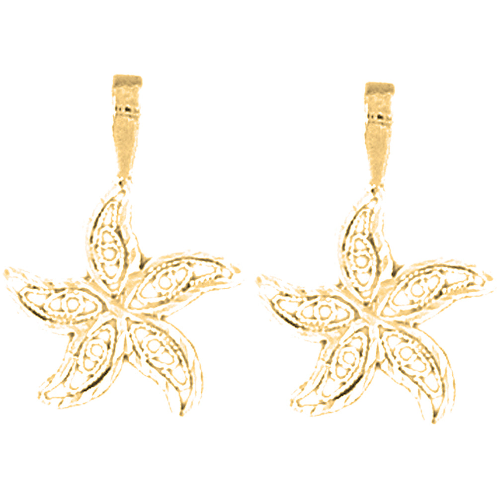 14K or 18K Gold 21mm Starfish Earrings