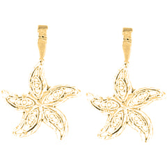 14K or 18K Gold 21mm Starfish Earrings