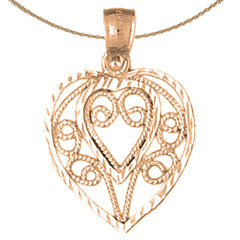 14K oder 18K Gold Herz Anhänger