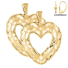 14K oder 18K Gold 29mm Herz Ohrringe