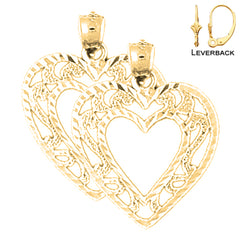 25 mm Herzohrringe aus Sterlingsilber (weiß- oder gelbvergoldet)