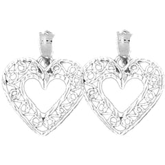 14K or 18K Gold 21mm Heart Earrings