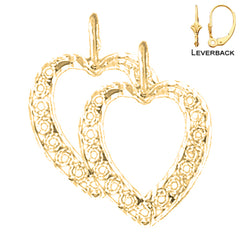 Sterling Silver 22mm Heart Earrings (White or Yellow Gold Plated)