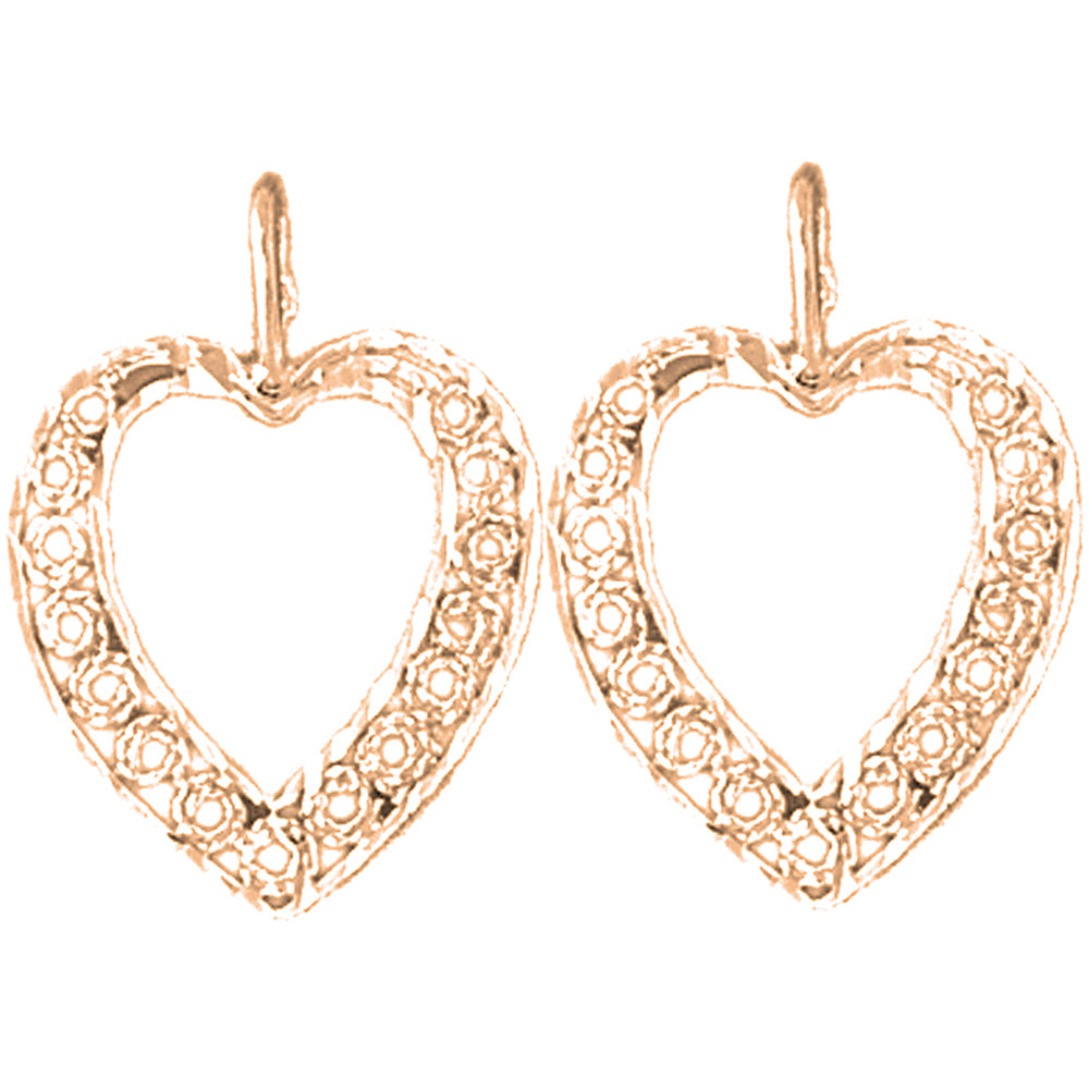 14K or 18K Gold 22mm Heart Earrings