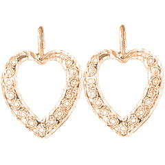 14K or 18K Gold 22mm Heart Earrings